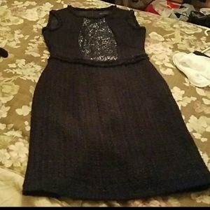 Navy Tweed Sequin Detail Dress NWOT